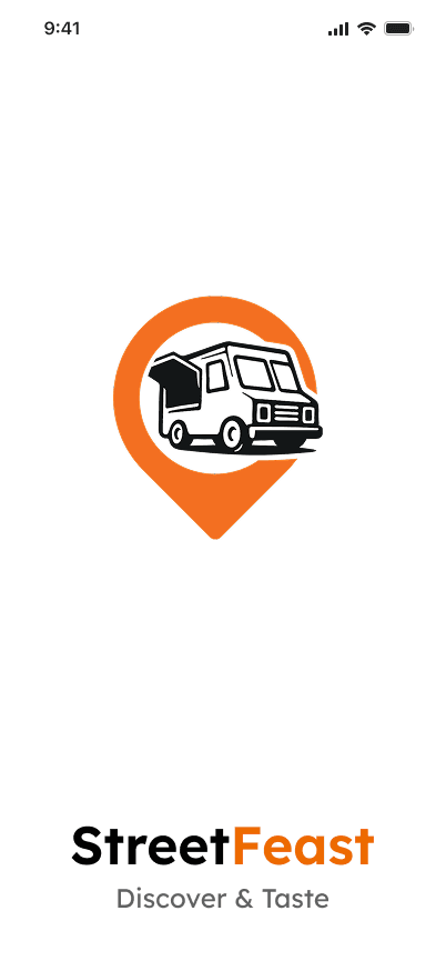 Splash screen with the StreetFeast logo and the tagline Discover & Taste